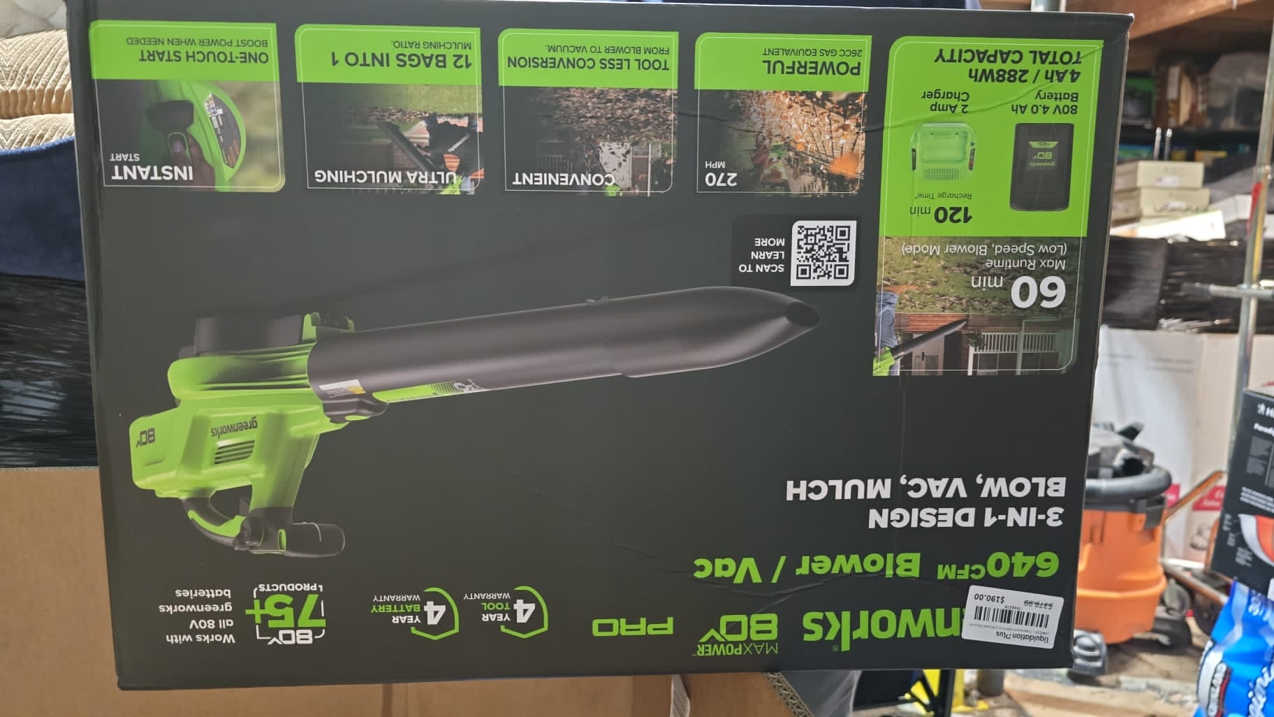 Greenworks 80V 3-in-1 Blower Vacuum