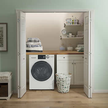 GE 24 in. 2.8 cu. ft. White Front Load Washer Condenser Dryer Combo with Stainless Steel Drum